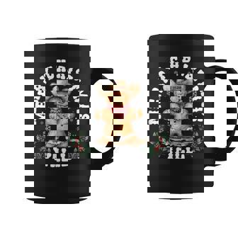 Merry Christmas Yall Gingerbread Cowboy Western Xmas Pajamas Coffee Mug | Seseable UK