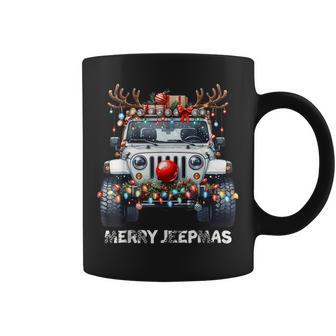 Merry Jeepmas Ugly Light Reindeer Christmas Coffee Mug - Monsterry