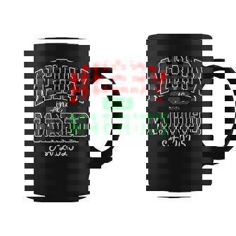 Merry And Married 2025 Plaid Xmas Christmas Couple Matching Coffee Mug - Monsterry