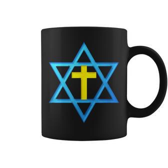 Messianique Étoile De David Avec Croix Dorée Tasse - Cadeauxyz