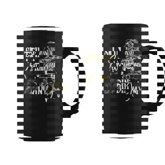 Messy Bun Sittin Pretty & Ridin-Dirty Country Southern Tank Top Coffee Mug | Mazezy