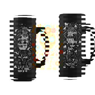 Mexican Dog Day Of The Dead Skeleton Sugar Flowers Dogs Coffee Mug - Monsterry