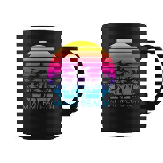 Miami Beach Florida Retrointage Atardeceracacionesiajes Manga Larga Taza de café - Regaloses