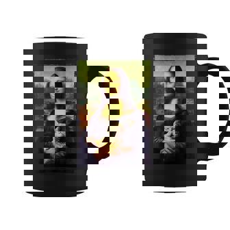 Mona Lisa Con Gato Arte Profesor Pintura Y Gatos Amante Taza de café - Regaloses