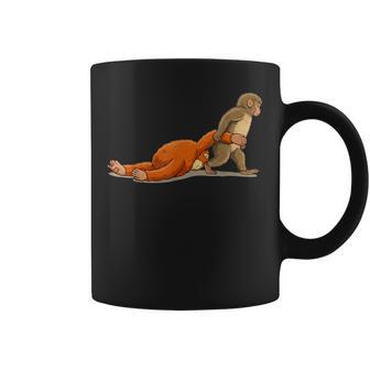 Monkey Punch Graphic Baby Monkey Holding Plush Toy Coffee Mug - Thegiftio UK