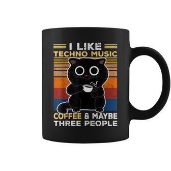 Musique Techno Chat Aime La Techno Le Café Et Peut-Être Trois Personnes'amusent Tasse - Cadeauxyz