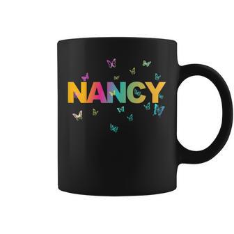 Nancy Hermoso Nombre Con Mariposas Taza de café - Regaloses