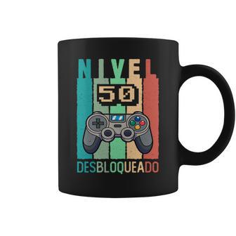 Nivel 50 Desbloqueado Gamer 50 Años 1975 50 Cumpleaños Manga Larga Taza de café - Regaloses