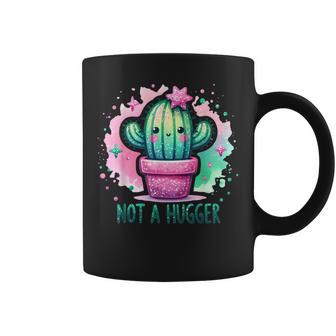 Not A Hugger Vintage Cactus Cute Girl Sarcastic Coffee Mug - Thegiftio UK