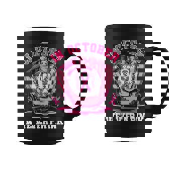 In October We Wear Pink Baseball Breast Cancer Girls Coffee Mug - Monsterry