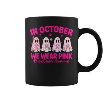 In October We Wear Pink Ghost Breast Cancer Awareness Coffee Mug - Thegiftio UK