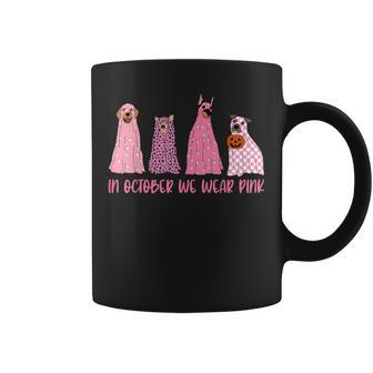 In October We Wear Pink Ghost Dogs Breast Cancer Awareness Coffee Mug - Thegiftio UK