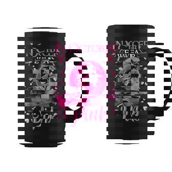 In October We Wear Pink Ribbon Witch Halloween Breast Cancer Coffee Mug - Monsterry