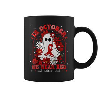 In October We Wear Red Ribbon Week Awareness Women Coffee Mug - Thegiftio UK
