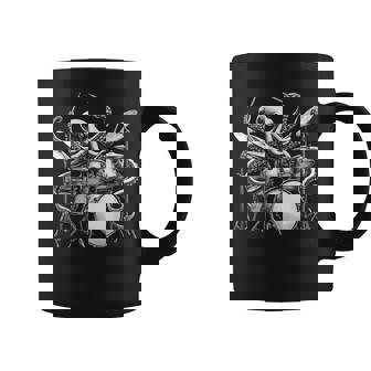 Octopus Playing Drums Retro Drummer Coffee Mug - Thegiftio