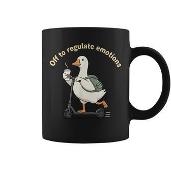 Off To Regulate Emotions Mental Health Goose Scooter Coffee Mug - Thegiftio UK