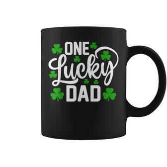One Lucky Dad St Patrick's Day Shamrocks Coffee Mug | Mazezy