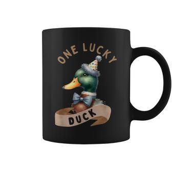 One Lucky Duck 1St Birthday 1 Years Old Poultry Mallard Duck Coffee Mug | Mazezy