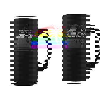 Orgullo Gay Atardecer Palmeras LgbtqIntage Taza de café - Regaloses