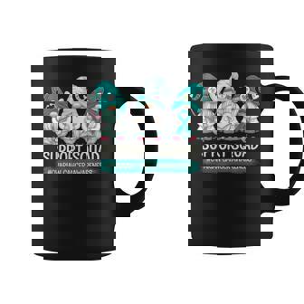 Ovarian Cancer Awareness Support Squad Gnome Teal Ribbon Coffee Mug | Mazezy