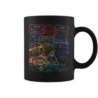 Passport Stamps Global Travel Airport Stamps Collage Coffee Mug - Thegiftio UK