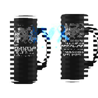 Peace Love Cure Type 1 Diabetes Awareness T1d Ribbon Blue Coffee Mug | Seseable CA