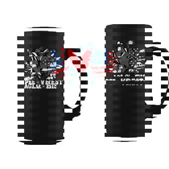 Peace Love Resist American Flag Political Protest Coffee Mug - Monsterry