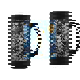 Penguin Bird Van Gogh Style Starry Night Coffee Mug | Mazezy