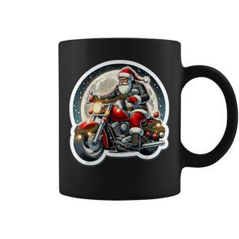 Père Noël Amusant Équitation Motoélo Biker Noël Tasse - Cadeauxyz