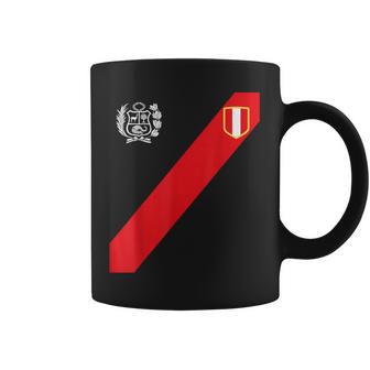 Peru Peruvian Flag Escudo Retro Soccer Inspired Peru Coffee Mug | Mazezy