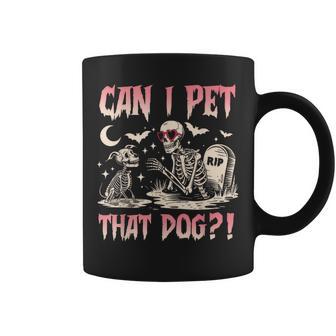 Can I Pet That Dog Skeleton And Dog Halloween Costume Coffee Mug - Monsterry