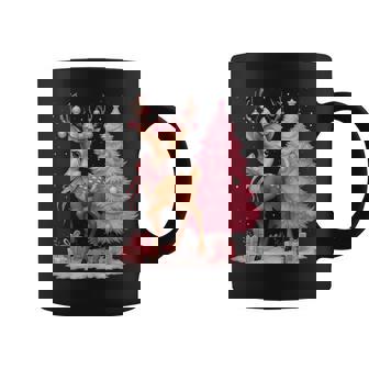 Pink Reindeer Coquette Bow Christmas Tree Pajamas Girl Women Coffee Mug | Seseable UK