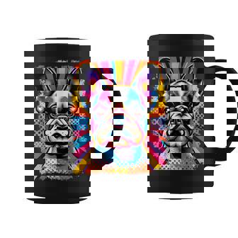 Pop Art French Bulldog Mustache Coffee Mug | Mazezy