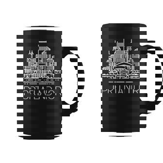 Portland Oregon Downtown City Skyline Sketch Moda Center Pnw Coffee Mug - Thegiftio