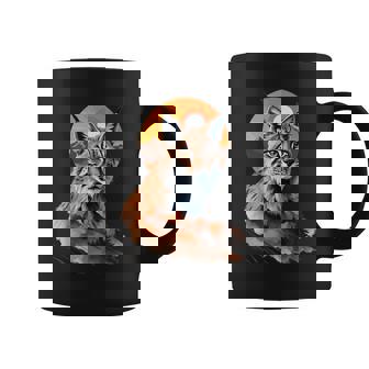 Portrait Lynx Avec Coucher Deoleil Et Montagnes Tasse - Cadeauxyz