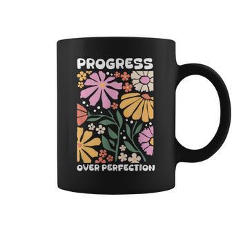 Progress Over Perfection Aba Therapist Behavior Rbt Floral Coffee Mug - Thegiftio UK