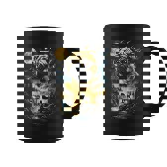 Pug Howling To The Moon Vintage 90S Dog Graphic Coffee Mug - Monsterry