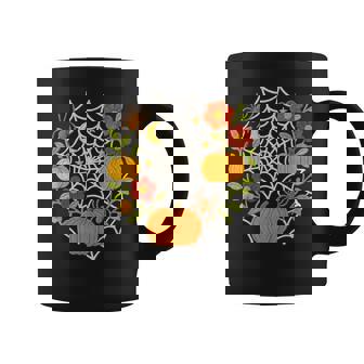 Pumpkin Spider Web Garden Cute Halloween Coffee Mug | Mazezy