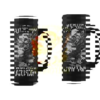 I Put The “Tism” In Patriotism Retro Eagle Raccoon Usa Flag Coffee Mug - Monsterry