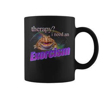 Therapy I Need An Exorcism Frog Meme Cursed Silly Coffee Mug - Thegiftio UK