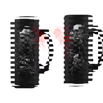 Raven Skull Moon Scary Black Gothic Spooky Black Crow Coffee Mug - Monsterry