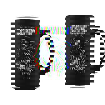 Ravin Raven Psychedelic Rave Party Trippy Techno Coffee Mug | Seseable UK