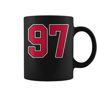 Red White Number 97 Jersey Player Uniform 97 Coffee Mug - Thegiftio UK