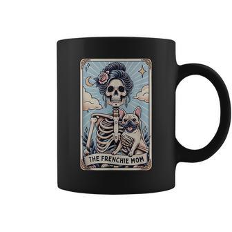 Retro The Frenchie Mom Tarot Card Skeleton Halloween Coffee Mug - Monsterry