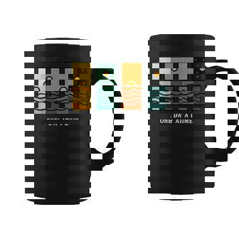 Retro One Day At A Time Motivational Quote Retro Sunset Coffee Mug | Seseable FR