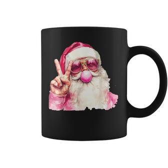 Retro Pink Santa Blowing Bubble Gum Merry Christmas Coffee Mug - Thegiftio UK