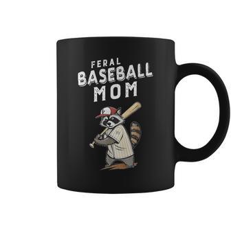 Retro Raccoon Feral Baseball Mom Trash Panda Sport Lover Coffee Mug - Monsterry