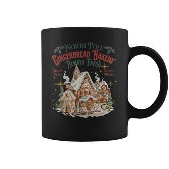 Retro Vintage North Pole Gingerbread Bakery Merry Christmas Coffee Mug | Mazezy