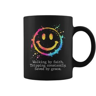 Retro Walking By Faith Tripping Constantly Saved By Grace Coffee Mug - Thegiftio UK