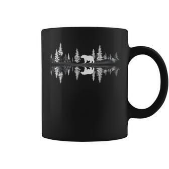 Retro Wilderness Bear Trees Reflection Outdoor Forest Coffee Mug | Mazezy